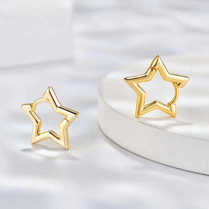 Open Star Outline Stud Earrings