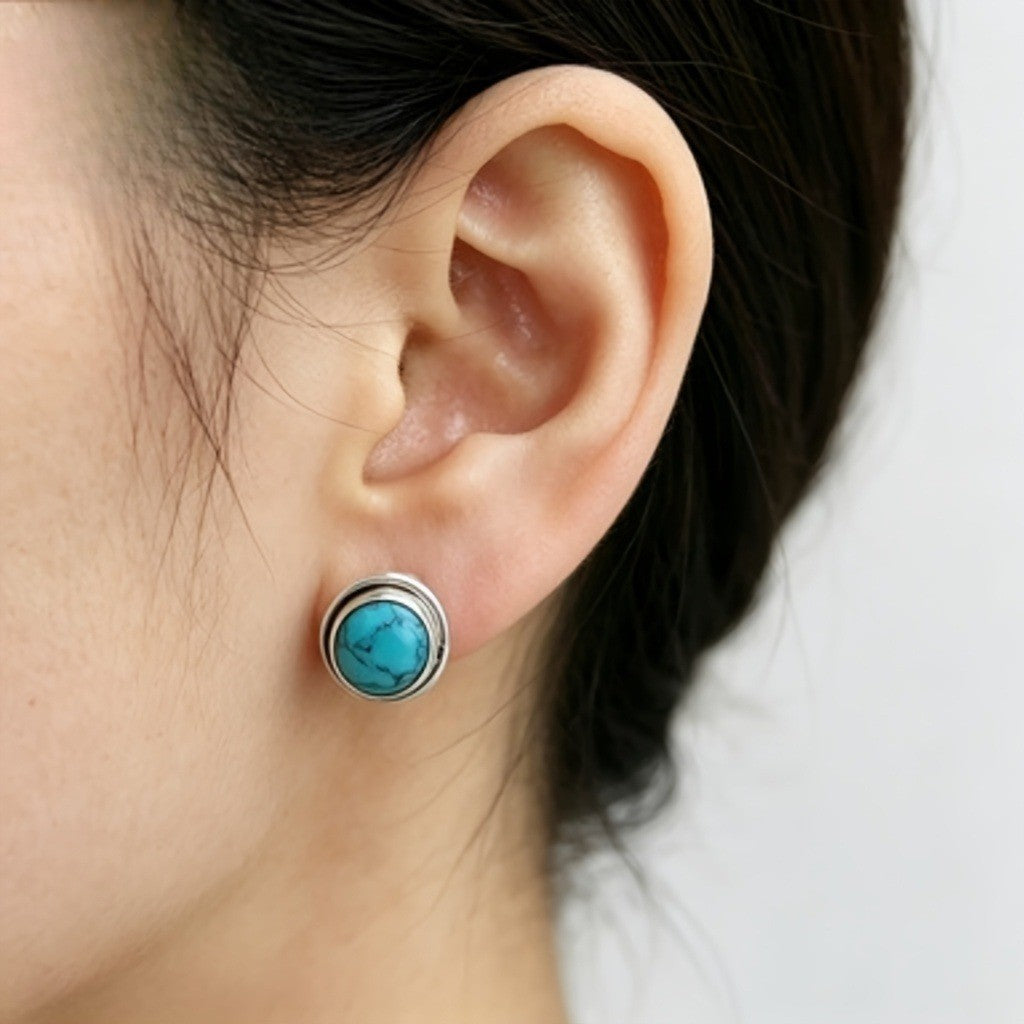 Turquoise Circle Earrings