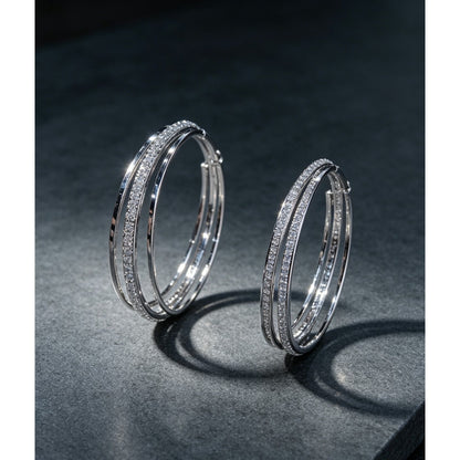 Triple Row Crystal Hoop Earrings