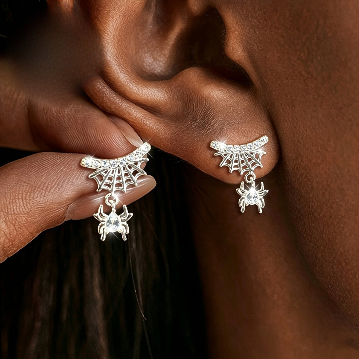 Spider Web Drop Earrings