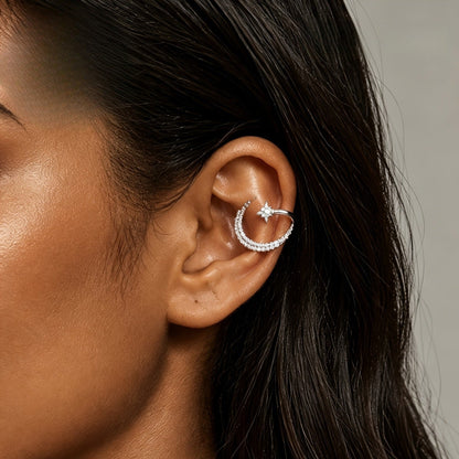 Crescent Moon & Star Earring