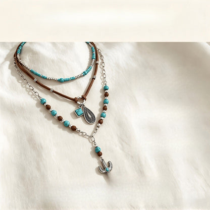 Turquoise Cactus Layered Necklace