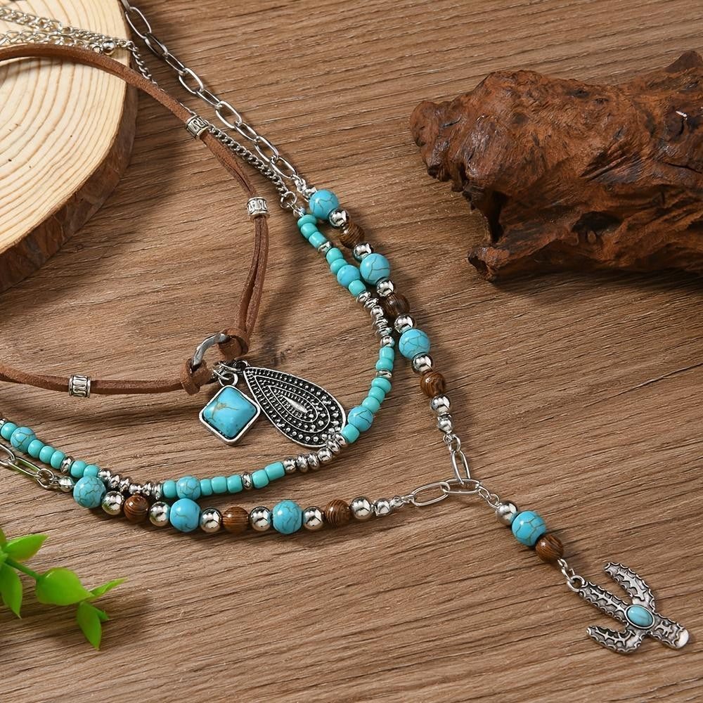 Turquoise Cactus Layered Necklace