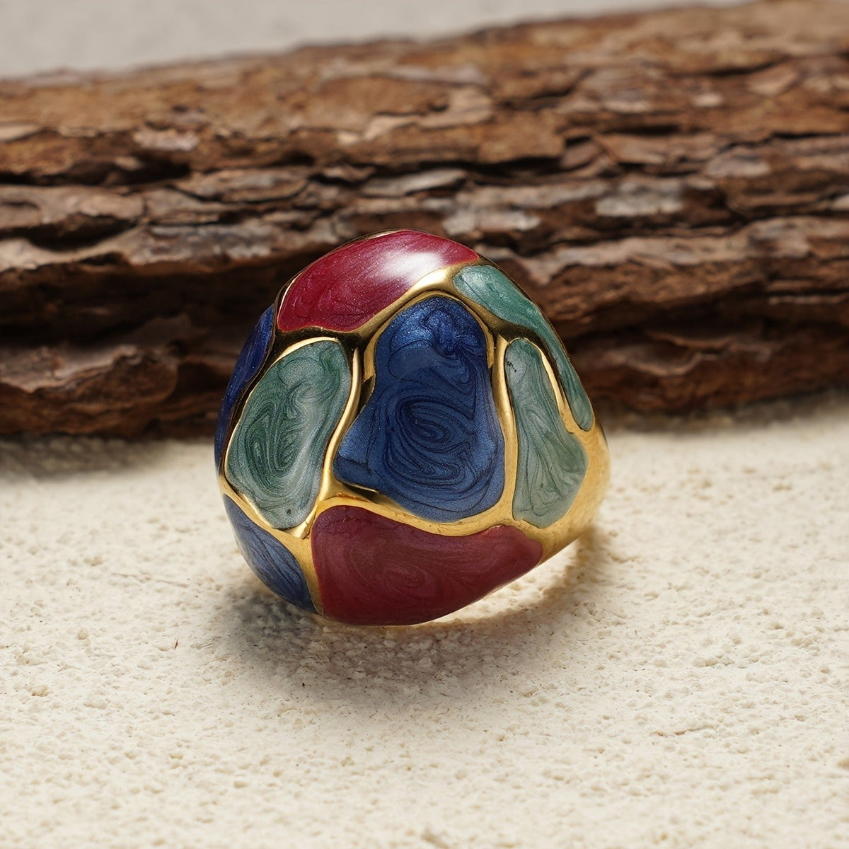 Multicolor Swirl Dome Ring