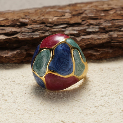 Multicolor Swirl Dome Ring