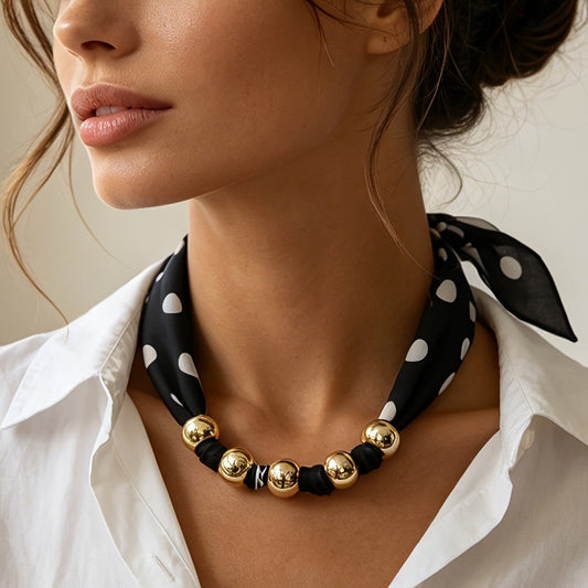 Polka Dot Scarf Bead Necklace