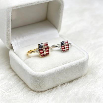 American Flag Cross Ring