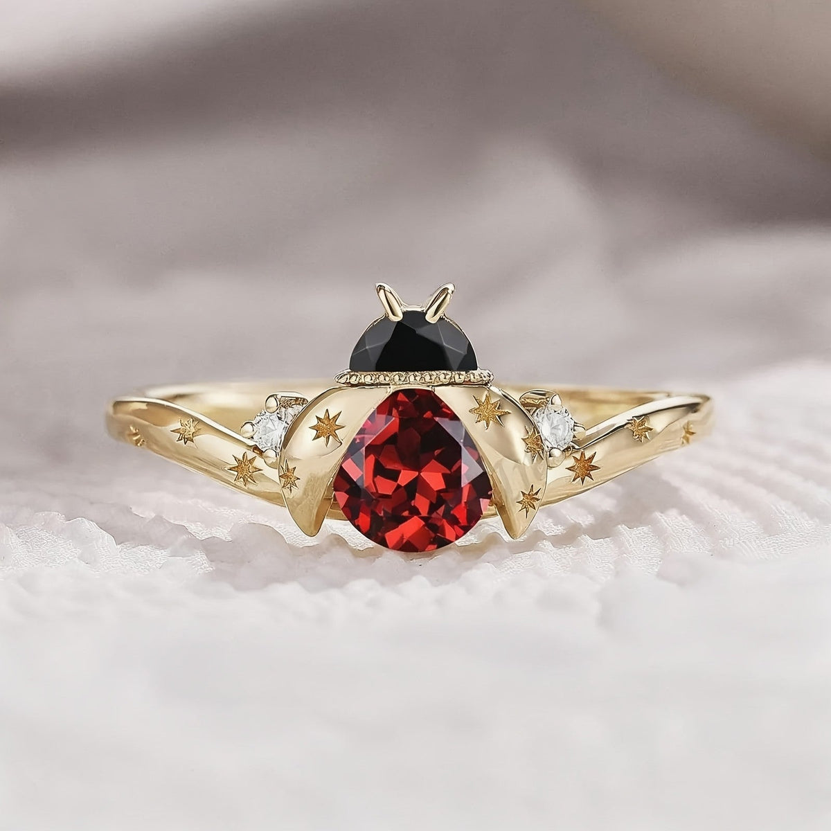 Ladybug Crystal Ring