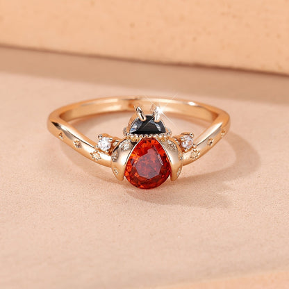 Ladybug Crystal Ring