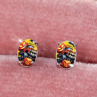 Pumpkin Monster Truck Stud Earrings