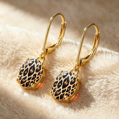 Leopard Print Leverback Earrings