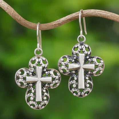 Filigree Cross Drop Earrings