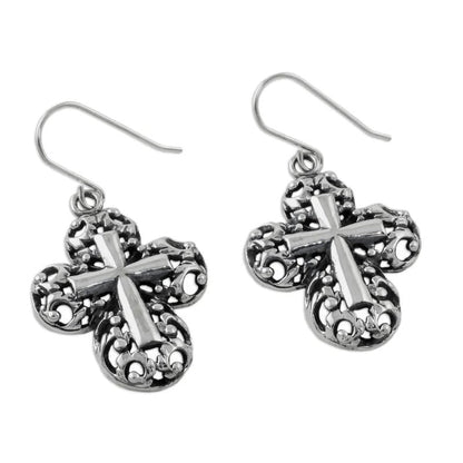 Filigree Cross Drop Earrings