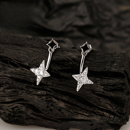 Black Star Crystal Drop Earrings