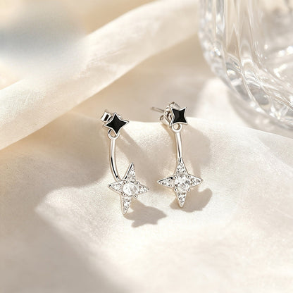 Black Star Crystal Drop Earrings
