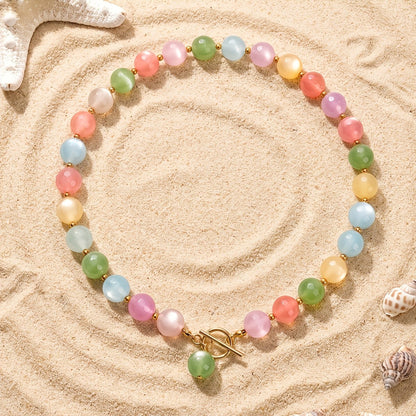 Multicolor Cat Eye Bead Necklace