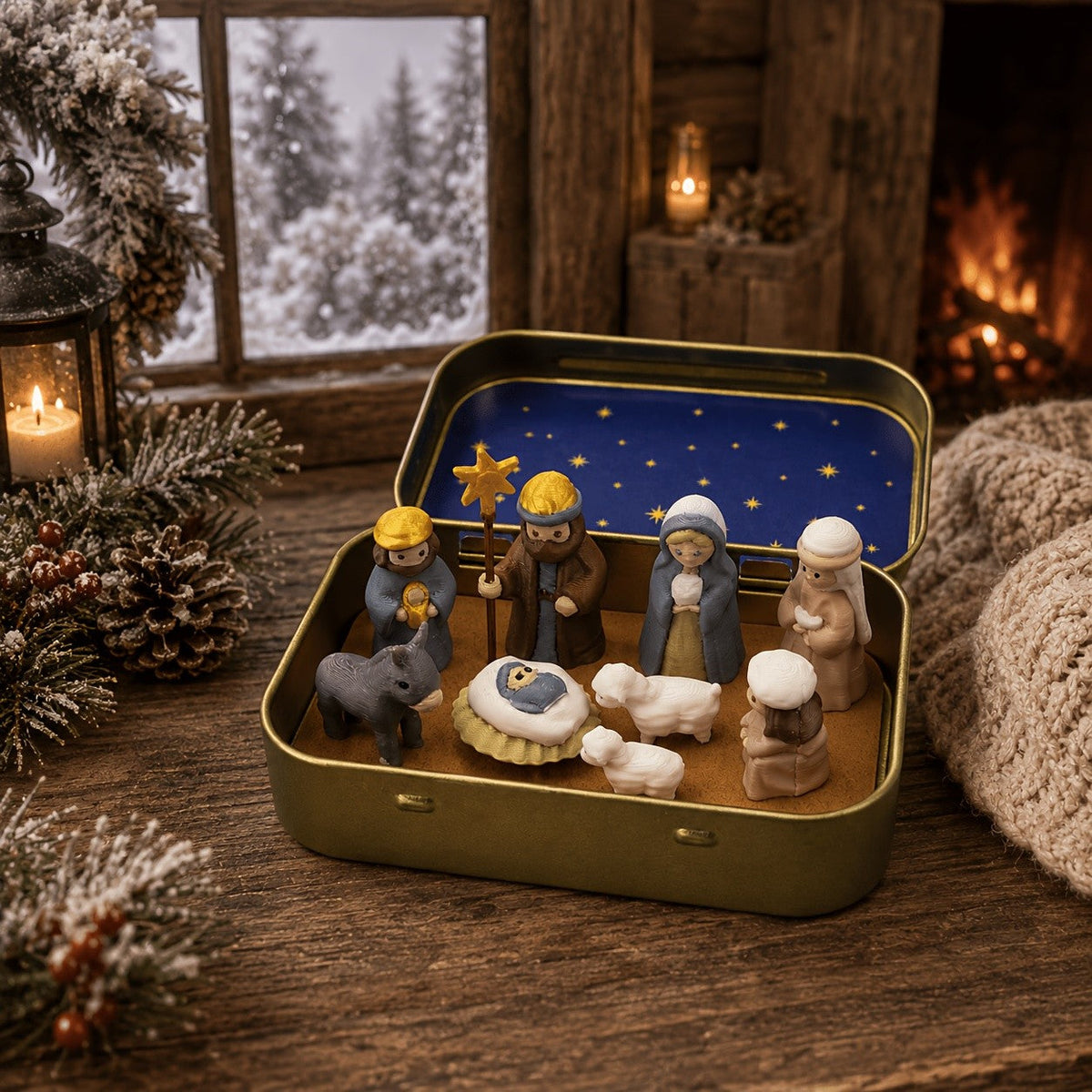 Miniature Nativity Scene Box
