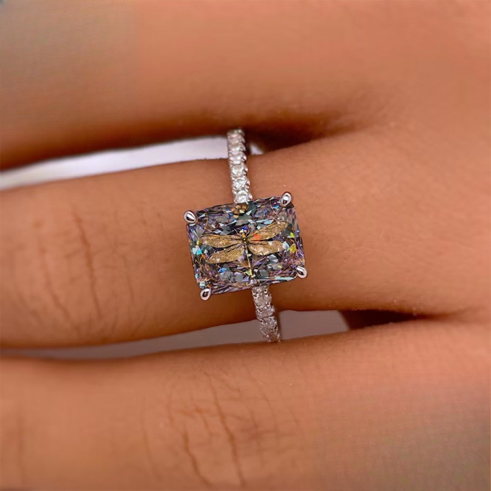 Dragonfly Emerald Cut Ring