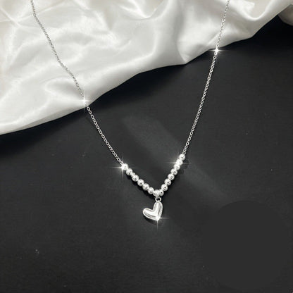 Textured Bead Heart Pendant Necklace