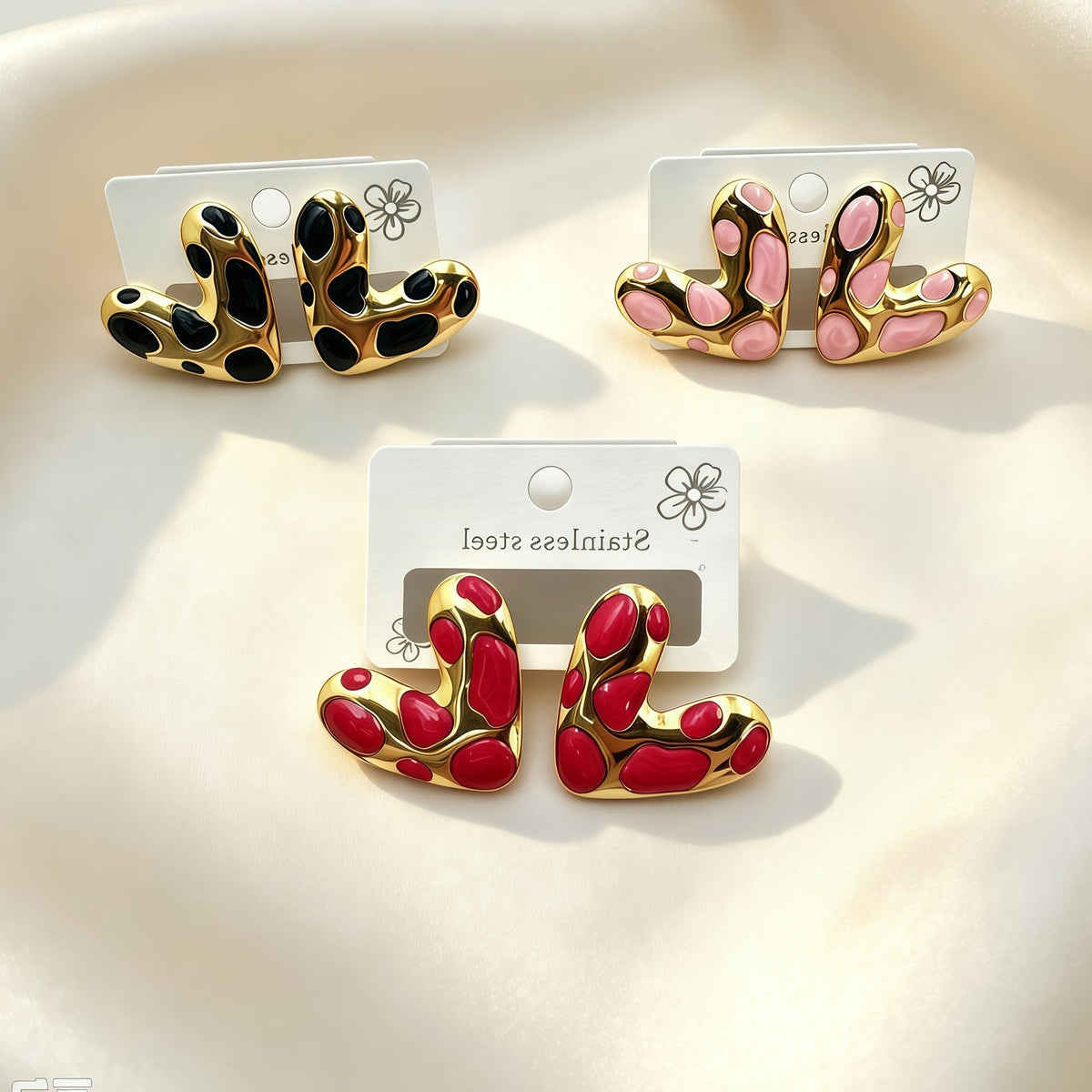 Abstract Heart Stud Earrings