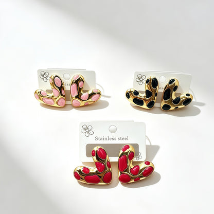 Abstract Heart Stud Earrings