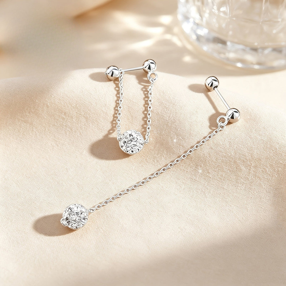 Crystal Ball Chain Drop Earrings