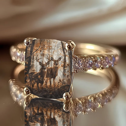 Deer Forest Square Ring