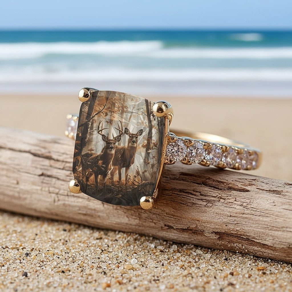 Deer Forest Square Ring
