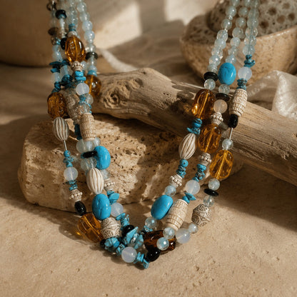 Amber & Turquoise Multi-Strand Necklace