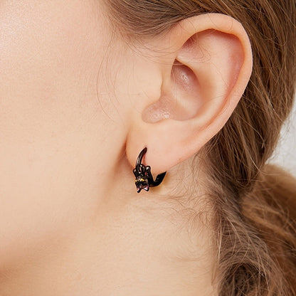Black Cat Resin Hoop Earrings