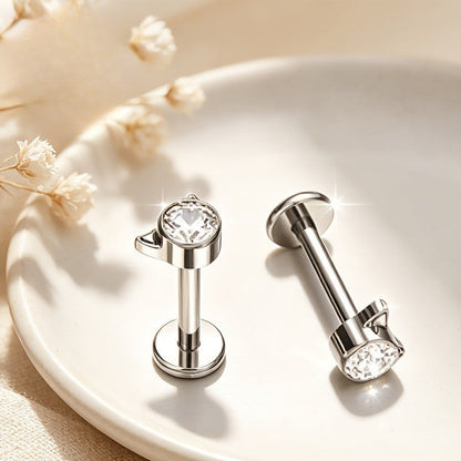 Cat Head Crystal Stud Earrings