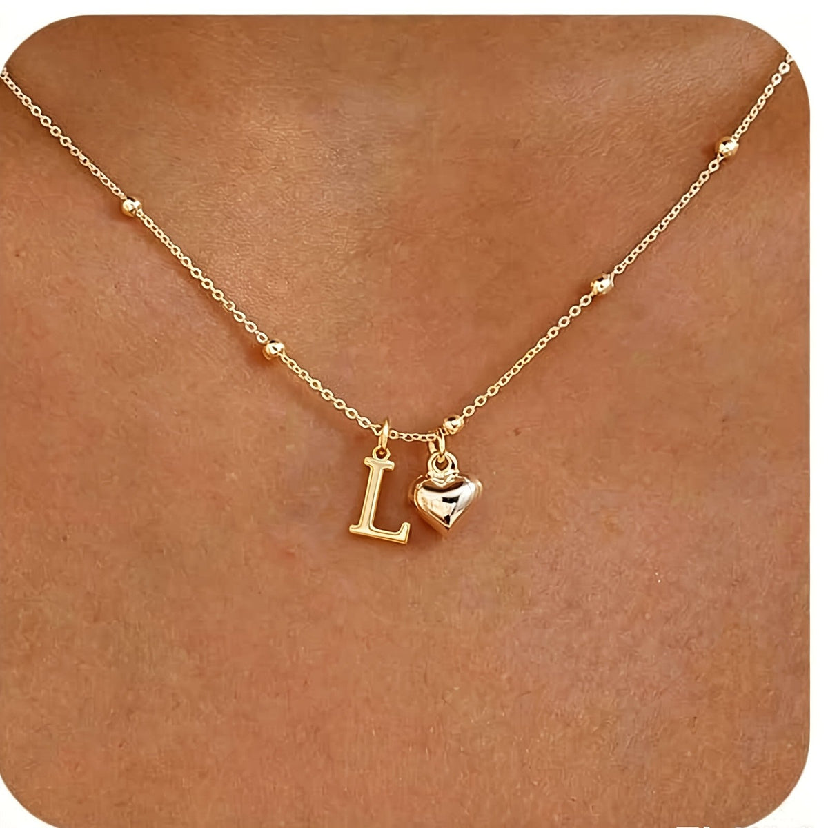 Initial Z Beaded Chain Necklace