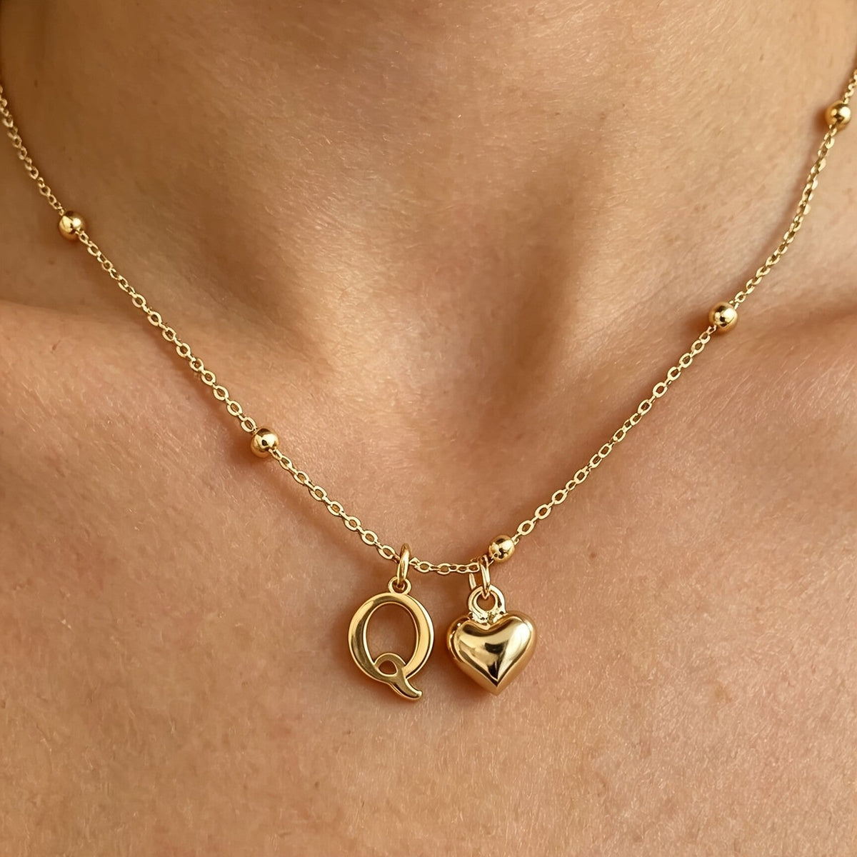 Initial Z Beaded Chain Necklace