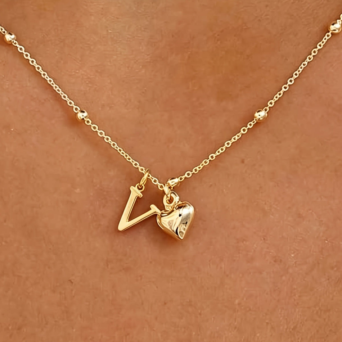 Initial Z Beaded Chain Necklace