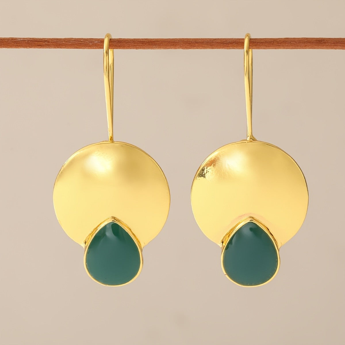 Teal Opal Disc Drop Earrings