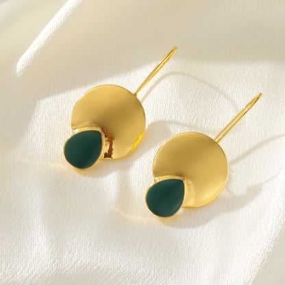 Teal Opal Disc Drop Earrings