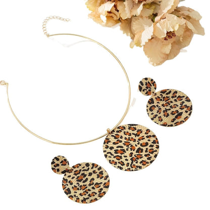Leopard Print Collar & Earring Set