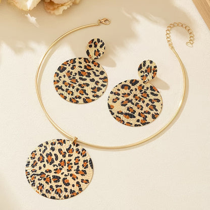 Leopard Print Collar & Earring Set