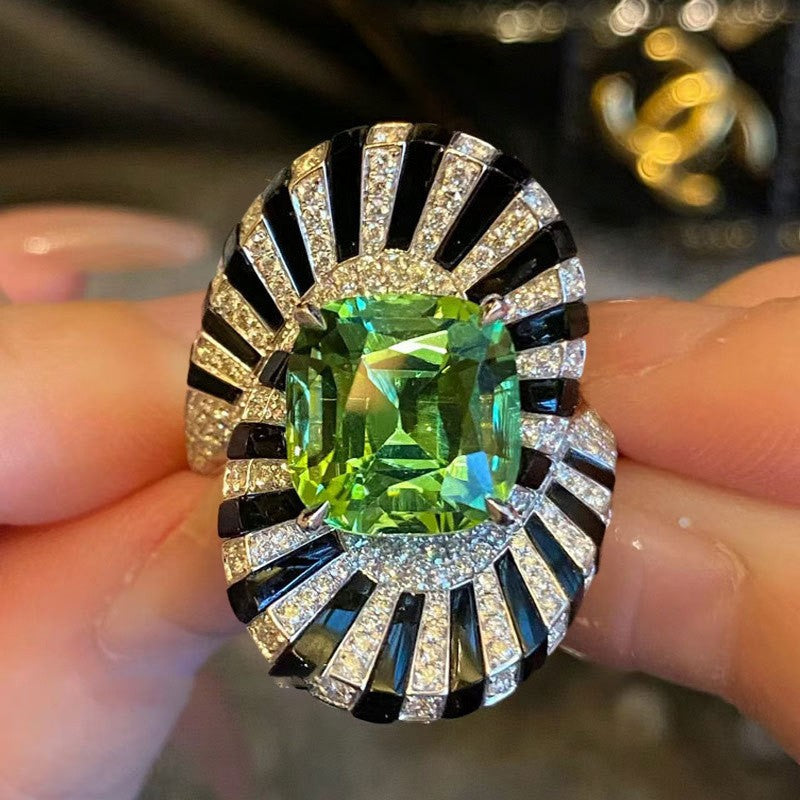 Green Square Statement Ring