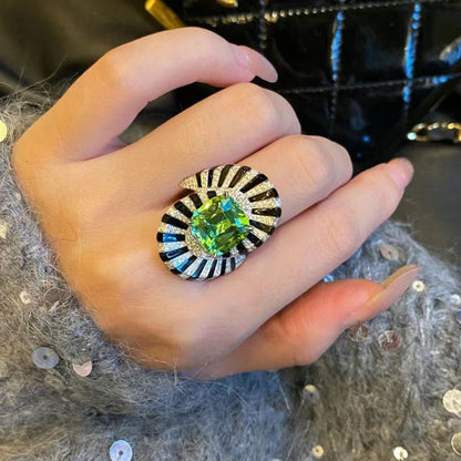 Green Square Statement Ring