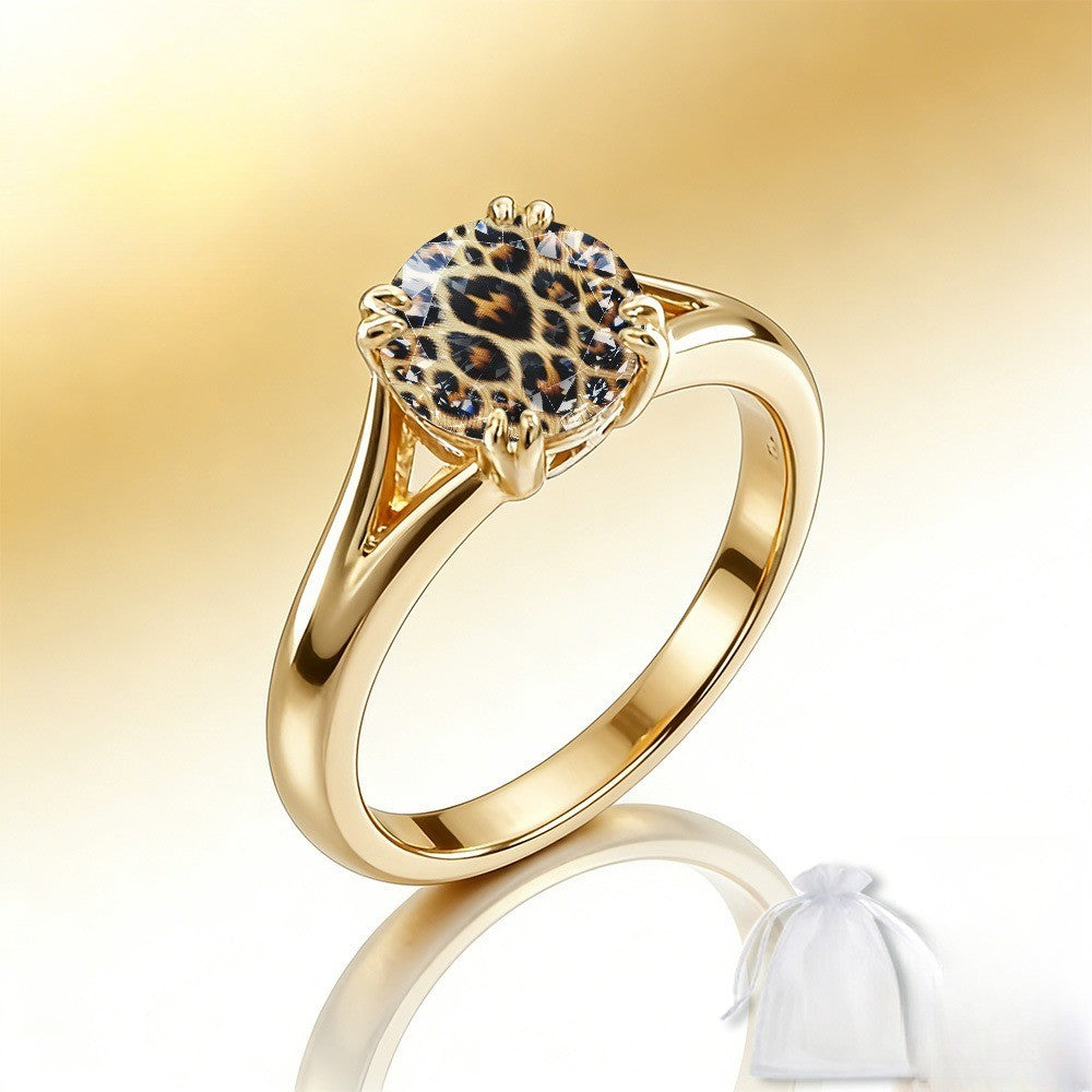 Leopard Print Heart Ring