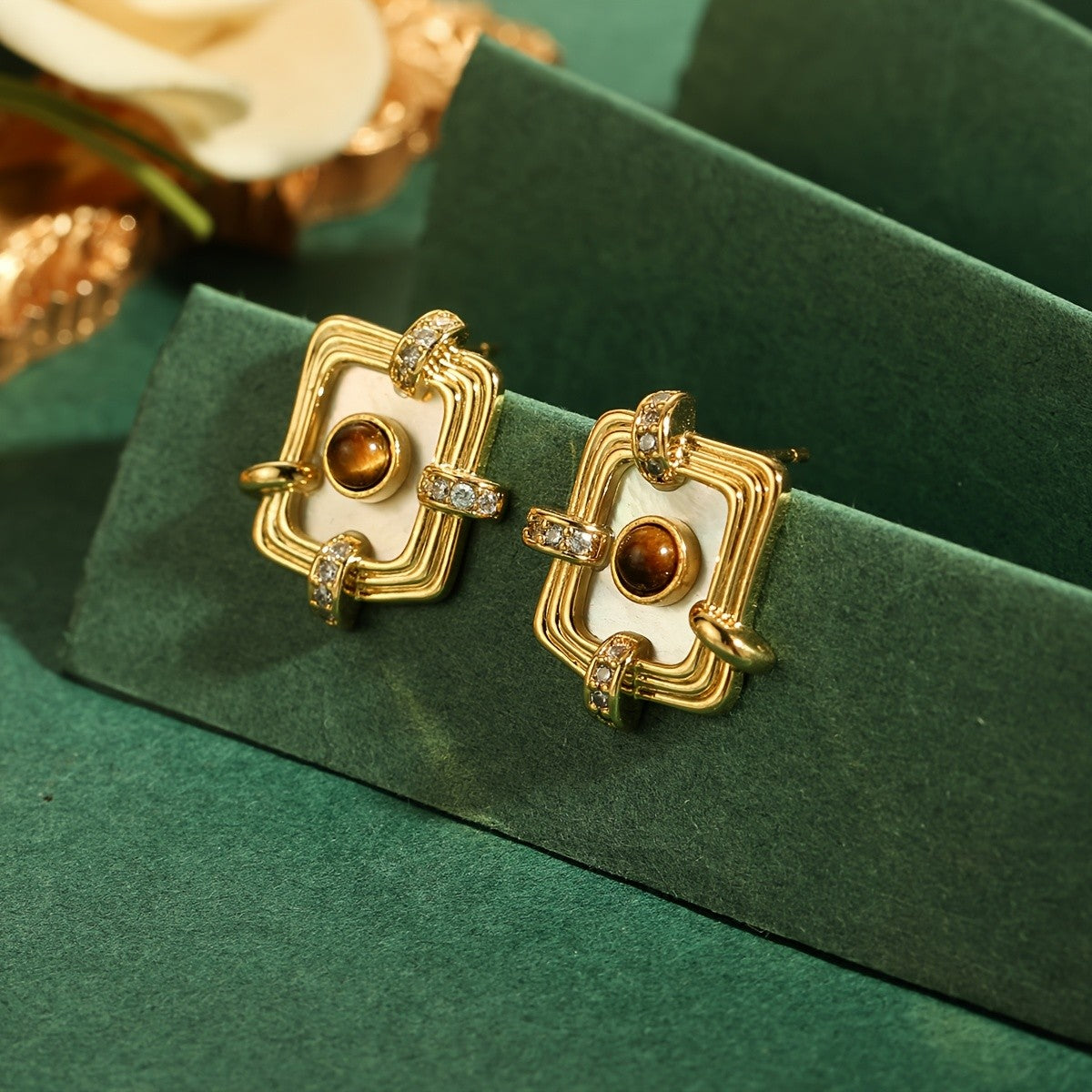 Tiger's Eye Square Earrings