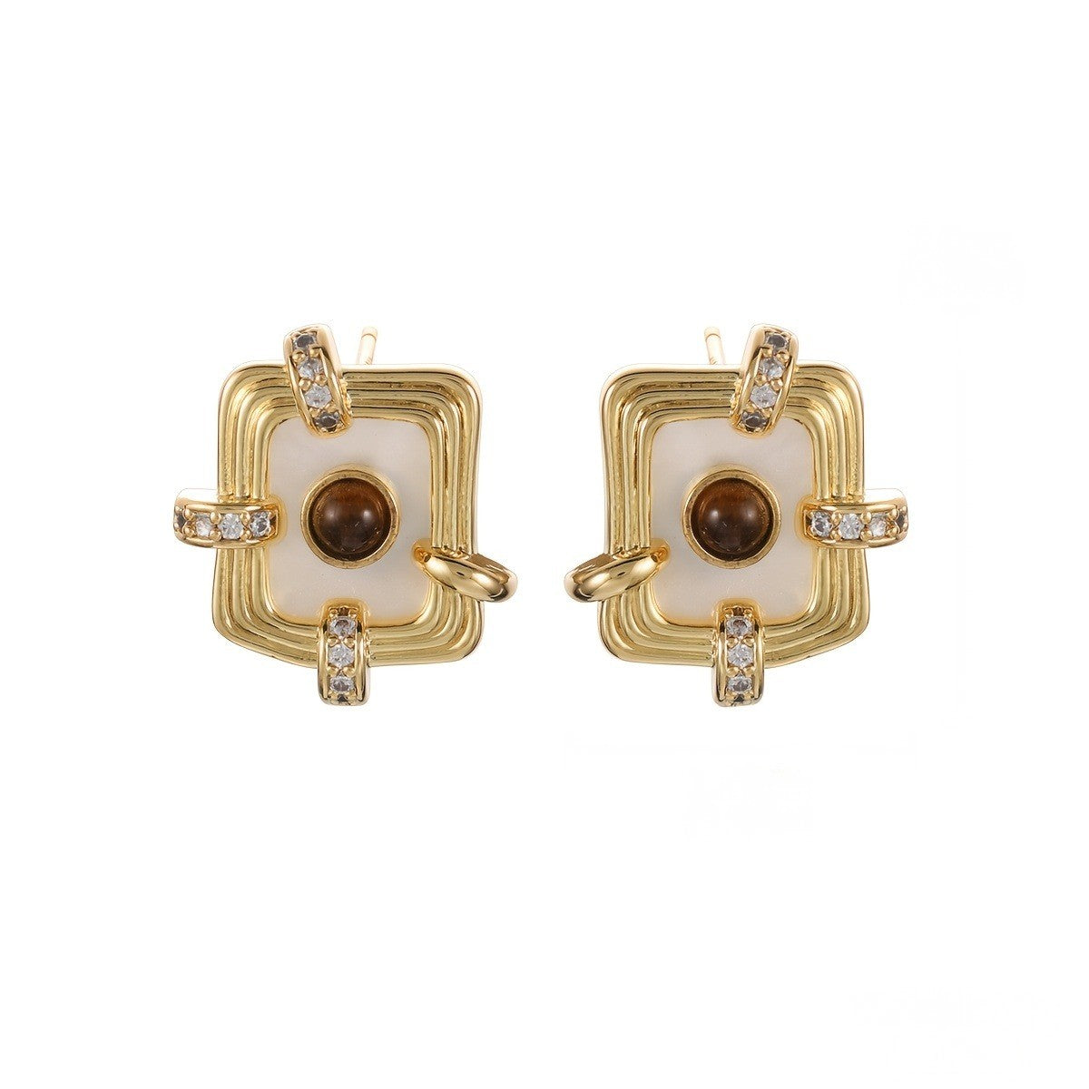 Tiger's Eye Square Earrings
