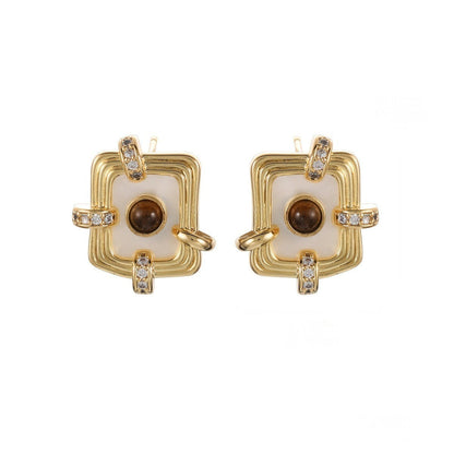 Tiger's Eye Square Earrings