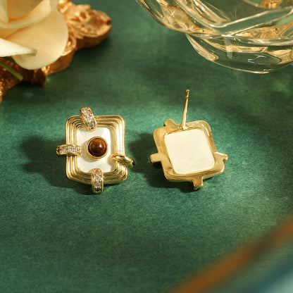 Tiger's Eye Square Earrings
