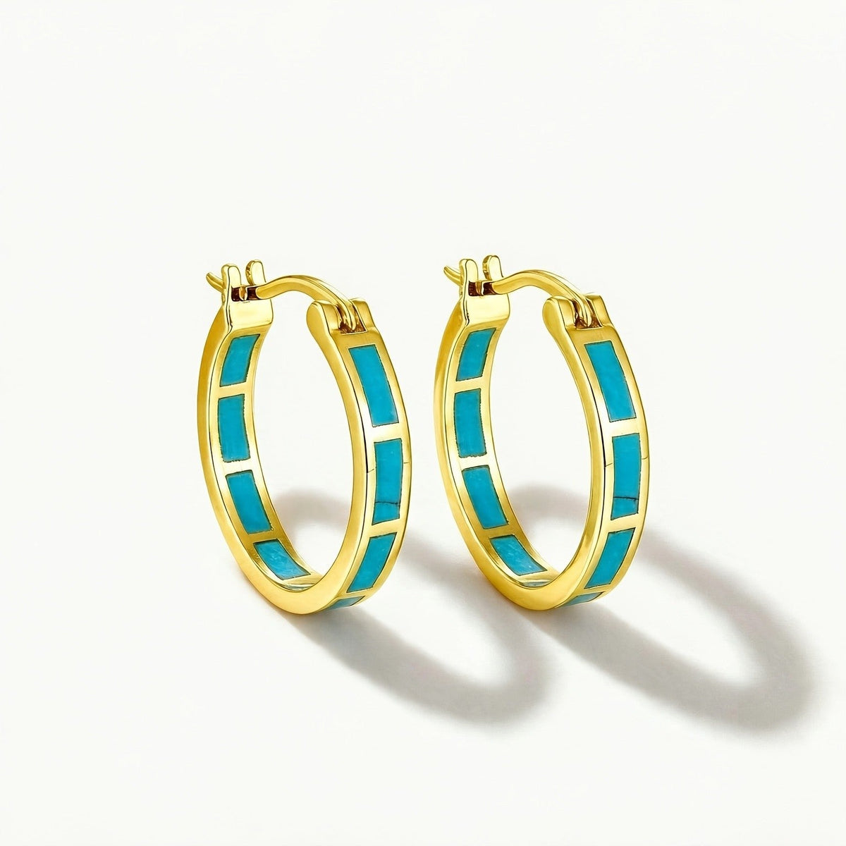 Turquoise Inlay Hoop Earrings