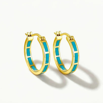 Turquoise Inlay Hoop Earrings