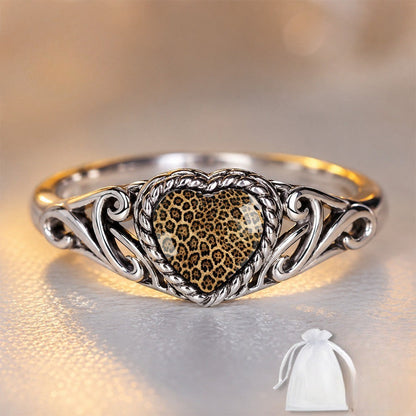 Leopard Print Heart Rope Edge Ring