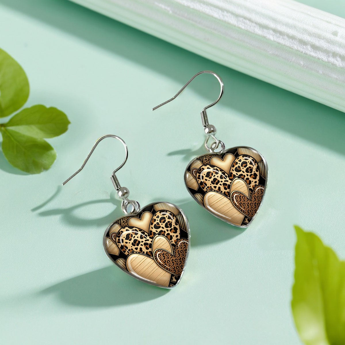 Layered Heart Pattern Drop Earrings