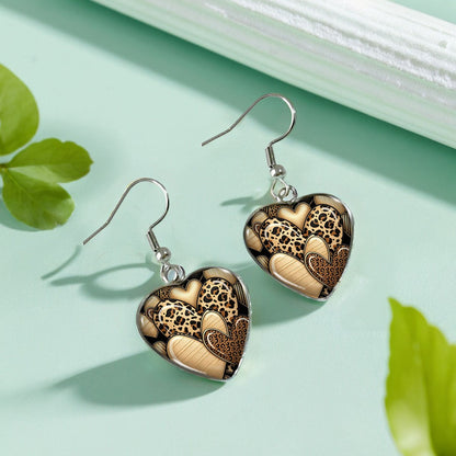 Layered Heart Pattern Drop Earrings